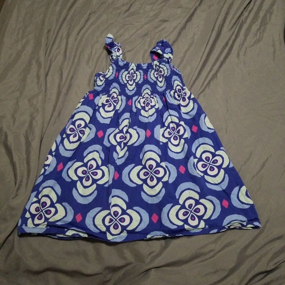 Gymboree Blue Floral Medallion Smocked Dress 5t